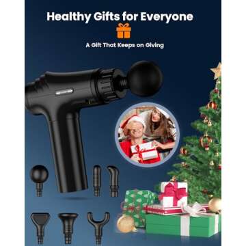 AYURA Massage Gun Deep Tissue, Percussion Muscle Massager Gun, Handheld Back Massager for Pain Relief, Mini Massage Gun with 30 Speeds and 6 Heads for Athletes Men Women