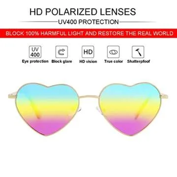 JOVAKIT Polarized Heart Sunglasses for Women Fashion Lovely Style Metal Frame UV400 Protection Lens ...