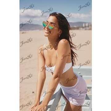 JOVAKIT Polarized Heart Sunglasses for Women Fashion Lovely Style Metal Frame UV400 Protection Lens (Gold/Rainbow Mirror)