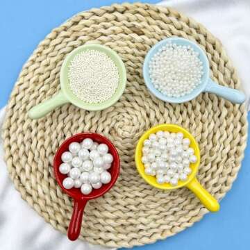 Sprinkles for Cake Decorating, White Pearl Sprinkles 4 Sizes Mix for Cake Cupcake Cookie Baking Donu...