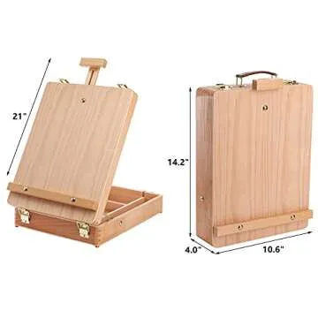 DEAYOU Wood Tabletop Easel Storage Box - Portable and Adjustable Sketchbox for Artists