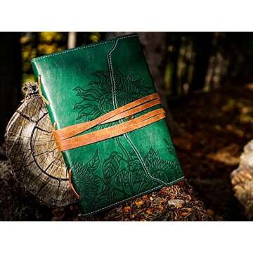 VALERY Writing Journal for Men - Beautiful Journals to Write in - Faux Leather Bound Daily Journal (5.6''x8.3'') –Vintage Writers Notebook - Personalized Sunflower Writing Gift for Teachers