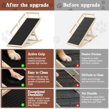 Chuiendi Dog Ramp for High Bed, Couch, Car - 55.12" Long, Adjustable Height with Anti-Slip Rubber Ma...