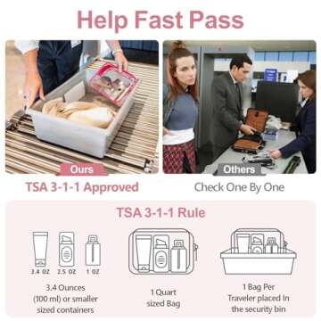 PACKISM Valentines Day Gifts for Him Her - TSA Approved Toiletry Bag - Peach Red Clear Makeup Bag with Supporting Frame, Clear Toiletry Bag for Travel, Thick No Smell