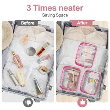 PACKISM Valentines Day Gifts for Him Her - TSA Approved Toiletry Bag - Peach Red Clear Makeup Bag with Supporting Frame, Clear Toiletry Bag for Travel, Thick No Smell