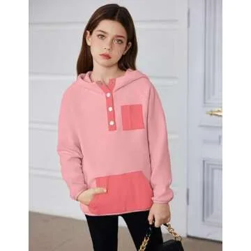 Chic Arshiner Girls Fleece Pullover Hoodie - Comfortable Sherpa for Fall/Winter