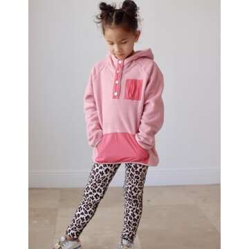 Arshiner Girls Fleece Pullover Hooded Sweatshirt Colorblock Sherpa Hoodie for Teen Girl Fall Winter Button Jacket Coat with Pockets Girls Sweatshirts Size 10-12 Hot Pink Sweatshirt