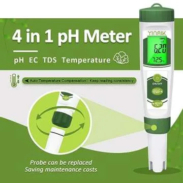YINMIK pH EC Meter for Water Hydroponics, PPM Meter for Nutrients, Measure pH PPM Conductivity Temperature of Hydroponic Garden Water and Nutrient Solution, EC pH TDS Meter for Water, Aquarium, Pool