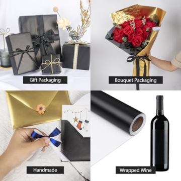 NESCCI Matte Metal Black Wrapping Paper - Durable and Stylish
