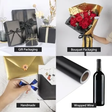 NESCCI Matte Metal Black Wrapping Paper - Durable and Stylish