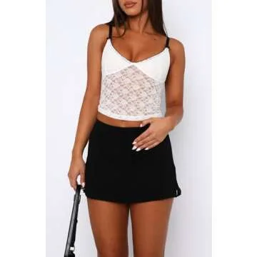 BZB Bodycon Mini Skirts for Women High Waist Split Hem Sexy Pencil Skirts Black