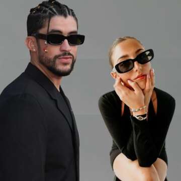 ADE WU Rectangle Sunglasses for Women Men Retro 90s Black White Glasses Y2K Sunglasses Trendy