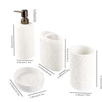 Hymmah Bathroom Accessories Set,Toothbrush Holder,Farmhouse Decor,4 Pcs Resin Gift Apartment Necessi...