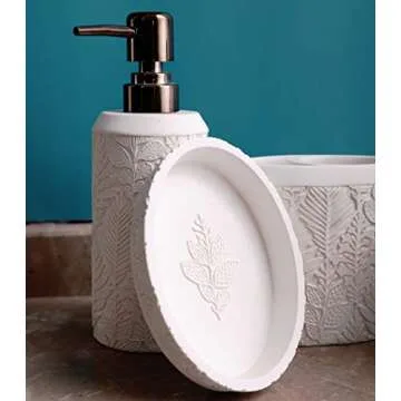 Hymmah Bathroom Accessories Set,Toothbrush Holder,Farmhouse Decor,4 Pcs Resin Gift Apartment Necessities, Contain Toothbrush Cup,Soap Dispenser & Dish,Tumbler