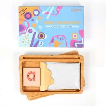 Sand Tray for Classroom Montessori Sand Tray with Lid Wooden Sand Trays for Kids Writing Letters and Numbers (White)