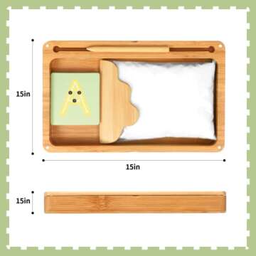 Sand Tray for Classroom Montessori Sand Tray with Lid Wooden Sand Trays for Kids Writing Letters and Numbers (White)