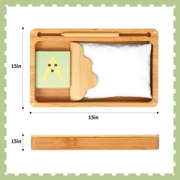 Sand Tray for Classroom Montessori Sand Tray with Lid Wooden Sand Trays for Kids Writing Letters and Numbers (White)