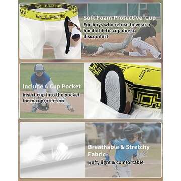 Youper Youth Padded Sliding Shorts for Active Boys