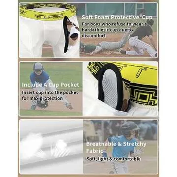 Youper Youth Padded Sliding Shorts for Active Boys