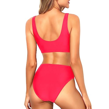 Tempt Me Neon Red Two Piece Bikini for Active Women
