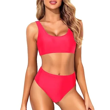 Tempt Me Neon Red Two Piece Bikini for Active Women