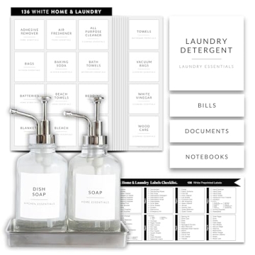 Laundry Labels for Jars - Complete Household Organization with 136 Stickers