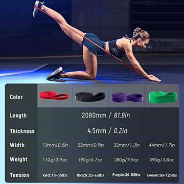 Resistance Bands Set, Training Bands, Exercise Bands, Fitness Band, Pull Up Band, Elastic Bands, Assistance Band for Warm-Up, Workouts, Body Stretching, Powerlifting, Recovery, and Home Fitness