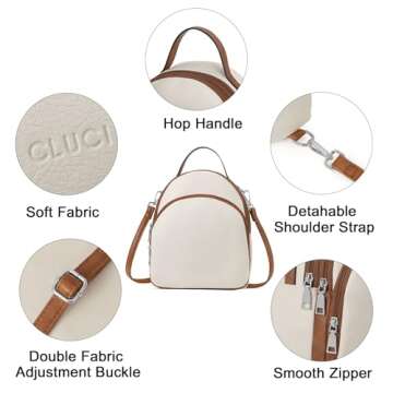 CLUCI Small Backpack for Women Leather Backpack Travel Backpack Purse Lady Fashion Mini Bookbag Convertible Handbags