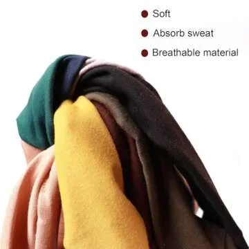 12PCS Headbands for Women Non Slip - Fashion Elastic Sports Hair Bands for Women’s Hair - Soft Cotton Cloth Stretchy Headbands for Girls for Yoga Workout Exercise Running Sports