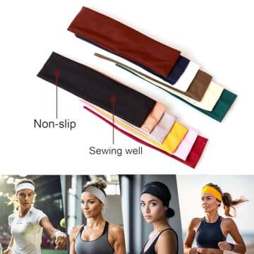 12PCS Headbands for Women Non Slip - Fashion Elastic Sports Hair Bands for Women’s Hair - Soft Cotton Cloth Stretchy Headbands for Girls for Yoga Workout Exercise Running Sports