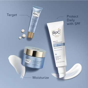 RoC Multi Correxion 5 in 1 Anti-Aging Daily Face Moisturizer with Broad Spectrum SPF 30 & Shea Butter, Skin Care Routine, (1.7 oz) with Night Cream Packette (Packaging May Vary)