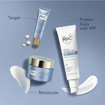 RoC Multi Correxion 5 in 1 Anti-Aging Daily Face Moisturizer with Broad Spectrum SPF 30 & Shea Butter, Skin Care Routine, (1.7 oz) with Night Cream Packette (Packaging May Vary)