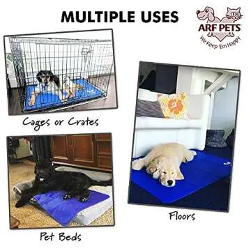 Arf Pets Dog Cooling Mat 27” x 43” Pad for Kennels, Crates and Beds, Non-Toxic, Durable Solid Self Cooling Gel Material. No Refrigeration or Electricity Needed