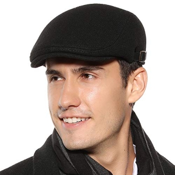 Sumolux Mens Newsboy Cap - Stylish Winter Cabbie Flat Hat in Black