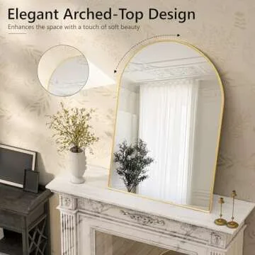 Arched Wall Mirror for Bathroom,Mirrors for Wall,24''x36'',Vanity Mirror for Bedroom Dresser, Entryway, Living Room, Metal Frame (36''x24'',Gold)