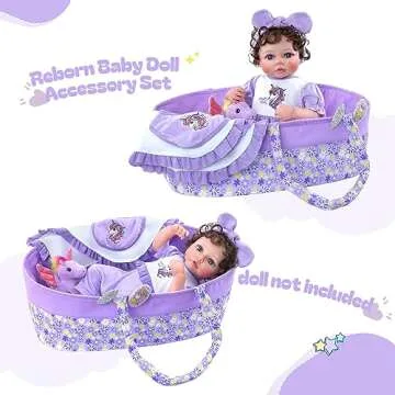 BABESIDE 8 Pcs Reborn Baby Doll Clothes with Bassinet for 17-22 Inch Baby Dolls, Baby Doll Clothes Outfit Accessories fit Newborn Baby Doll Girl