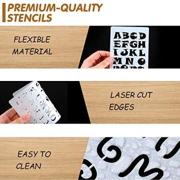 28 Pieces Letter and Number Stencils Reusable Plastic Letter Stencils Alphabet Journal Stencils Font...