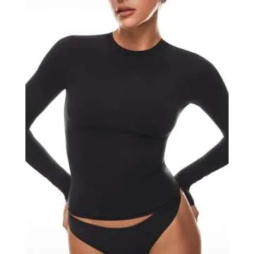 INLYRIC Women's Soft Long Sleeve Crew Neck Crop Tops