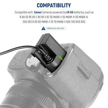 NEEWER Dummy Battery Replacement for LP-E6 LP-E6N LP-E6NH with DC Coupler and AC Power Adapter Compa...