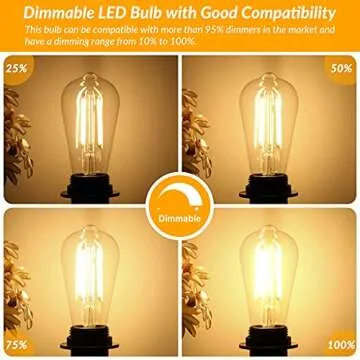 Dimmable Vintage LED Edison Light Bulbs - Warm 3000K Lighting and Style