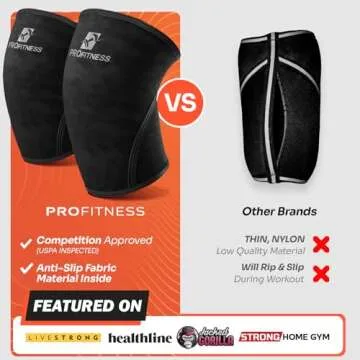 ProFitness Knee Sleeve Weightlifting - Knee Brace for Men Workout Support for Working belt weightlifting Out, belt for weightlifting Squats, Weight Lifting, Functional Fitness (Black/Black, Medium)