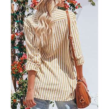 Women's Stylish Striped Button Down Shirt with Pockets