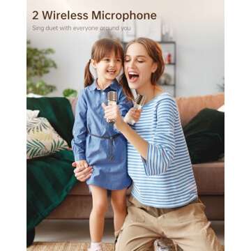 Divoom Songbird-HQ2 Karaoke Machine with 2 Wireless Microphones,Bluetooth Speaker for Adults Girls B...