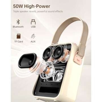 Divoom Songbird-HQ2 Karaoke Machine with 2 Wireless Microphones,Bluetooth Speaker for Adults Girls Boys,Audio Mixer Karaoke System for Home Party Outdoor,TF/AUX/USB Support, for All Ages