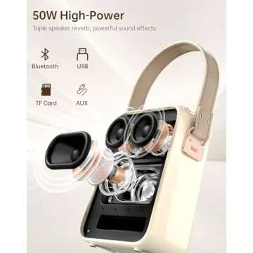 Divoom Songbird-HQ2 Karaoke Machine with 2 Wireless Microphones,Bluetooth Speaker for Adults Girls Boys,Audio Mixer Karaoke System for Home Party Outdoor,TF/AUX/USB Support, for All Ages