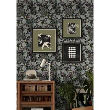 Abyssaly William Morris Wallpaper Boho, Green Pink Black Vintage Peel and Stick for Bedroom, Floral ...
