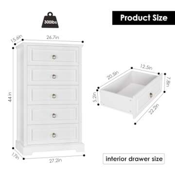 HOSTACK 5 Drawers Dresser: Modern Farmhouse Storage Solution for Every Home