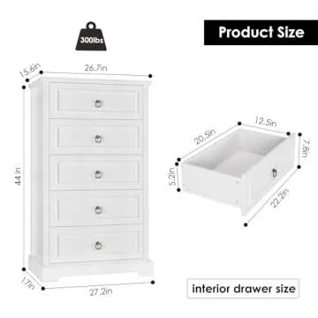 HOSTACK 5 Drawers Dresser: Modern Farmhouse Storage Solution for Every Home