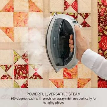 Panasonic Cordless Iron, Portable 360-Degree Freestyle Dry/Steam Iron with Precision Tips and Stainless Steel Soleplate, Anti-Calc and Anti-Drip, Power Base and Carrying/Storage - NI-QL1100L (Silver)