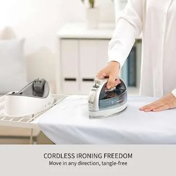 Panasonic Cordless Iron, Portable 360-Degree Freestyle Dry/Steam Iron with Precision Tips and Stainless Steel Soleplate, Anti-Calc and Anti-Drip, Power Base and Carrying/Storage - NI-QL1100L (Silver)